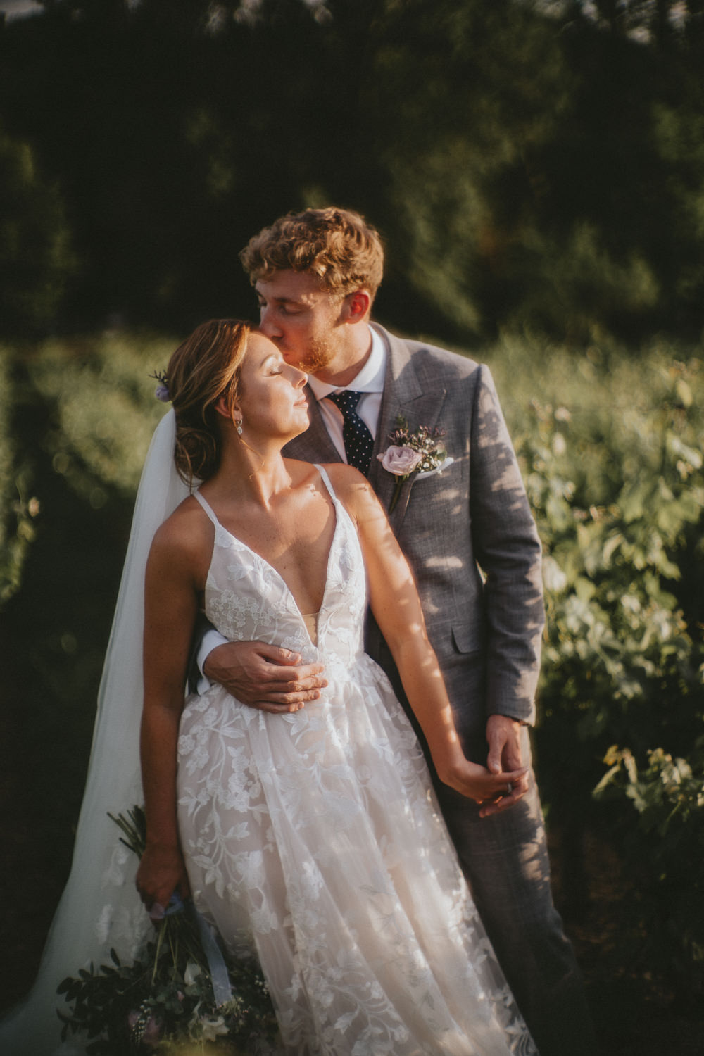 Fleur de Lis Blush by Hayley Paige Dress Gown Bride Bridal Lace Straps Veil Chateau Lagorce Wedding Flawless Photography