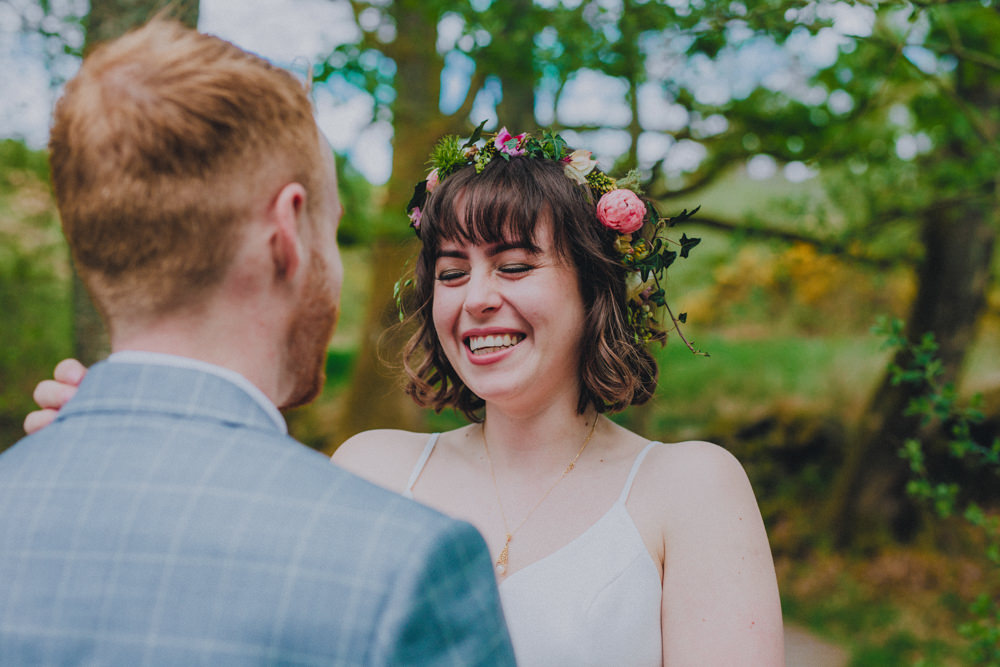 Bride Bridal Flower Crown Comrie Croft Wedding John Elphinstone Stirling