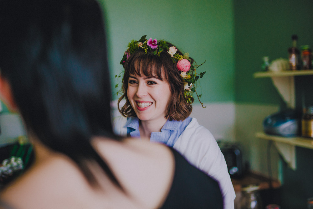 Bride Bridal Flower Crown Comrie Croft Wedding John Elphinstone Stirling