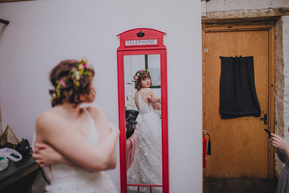 Dress Gown Bride Bridal Savin London 3D Flower Floral Tulle Veil Comrie Croft Wedding John Elphinstone Stirling