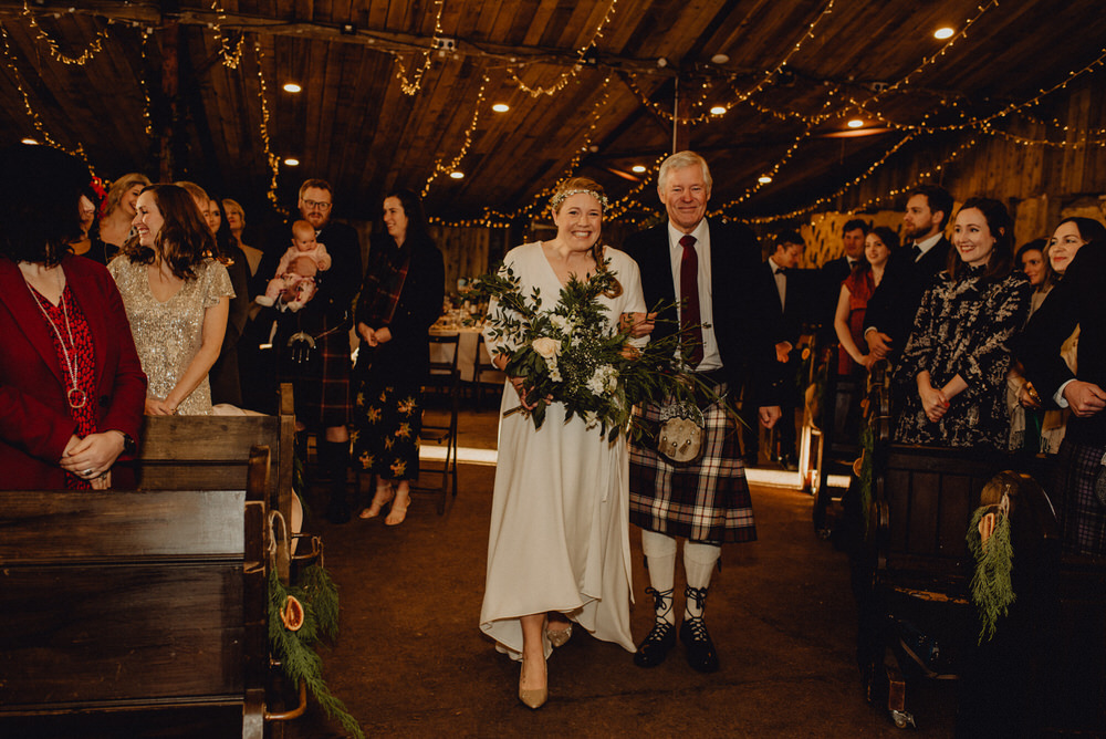 Dress Gown Bride Bridal Dip Hem Comrie Croft Wedding Neil Thomas Douglas