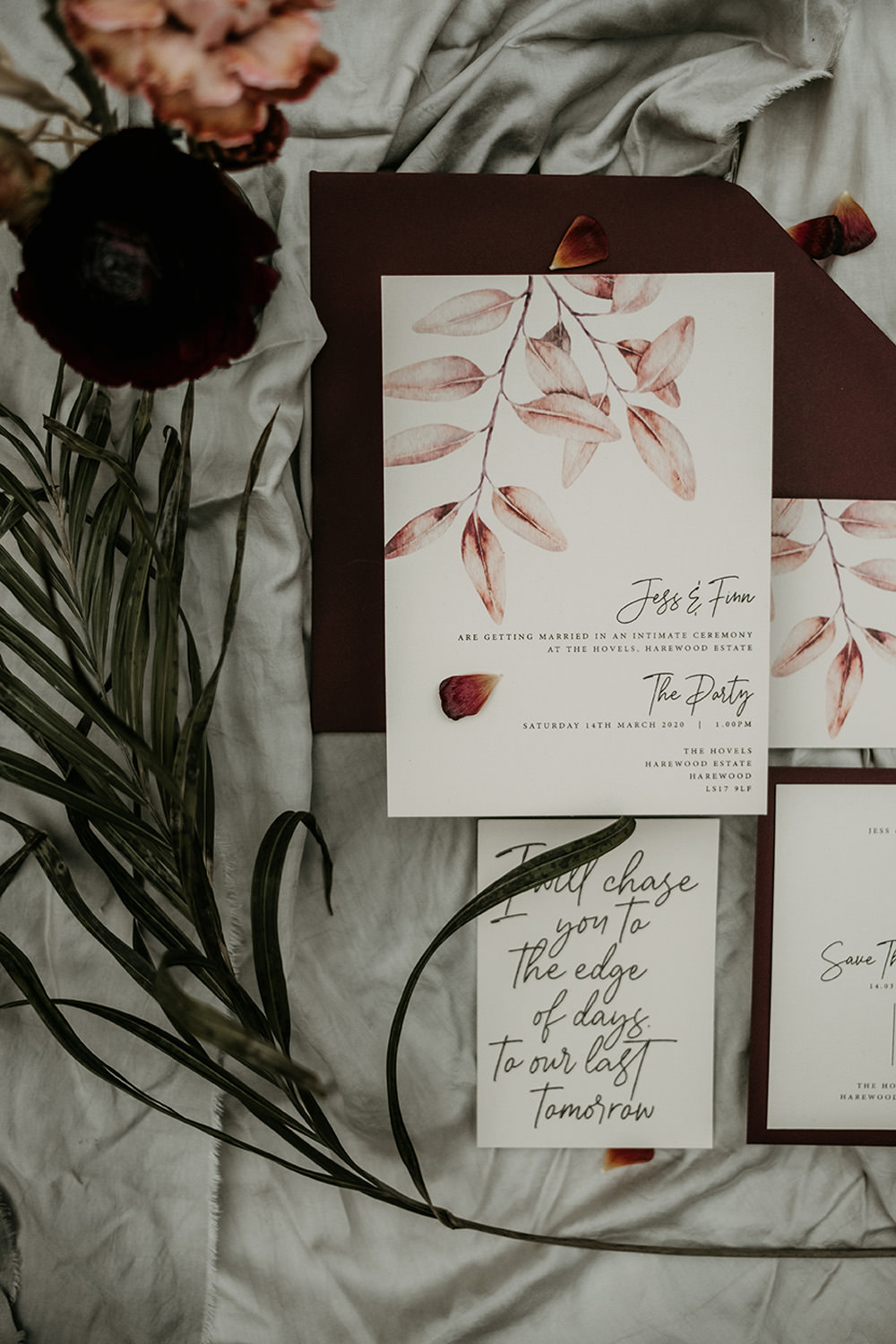 Stationery Invite Invitations Pink Flower Floral Calligraphy Cool Wedding Ideas Claire McClean Photography