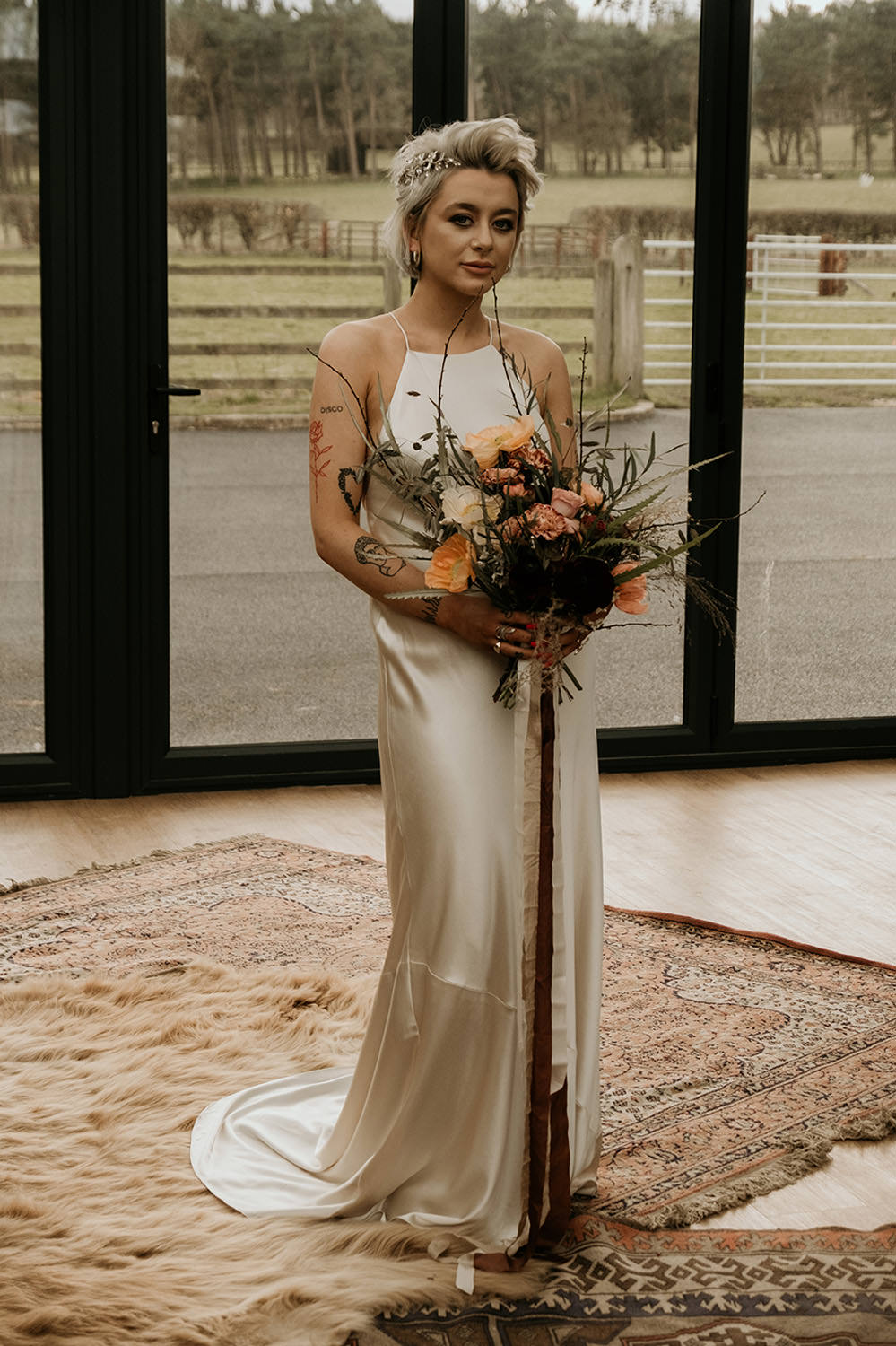 Dress Gown Bride Bridal Silk Slip Straps Cool Wedding Ideas Claire McClean Photography