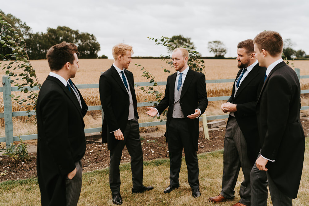 Groom Suit Tails Morning Suit Tie Waistcoat Groomsmen Country Festival Wedding Jonny Gouldstone Photography
