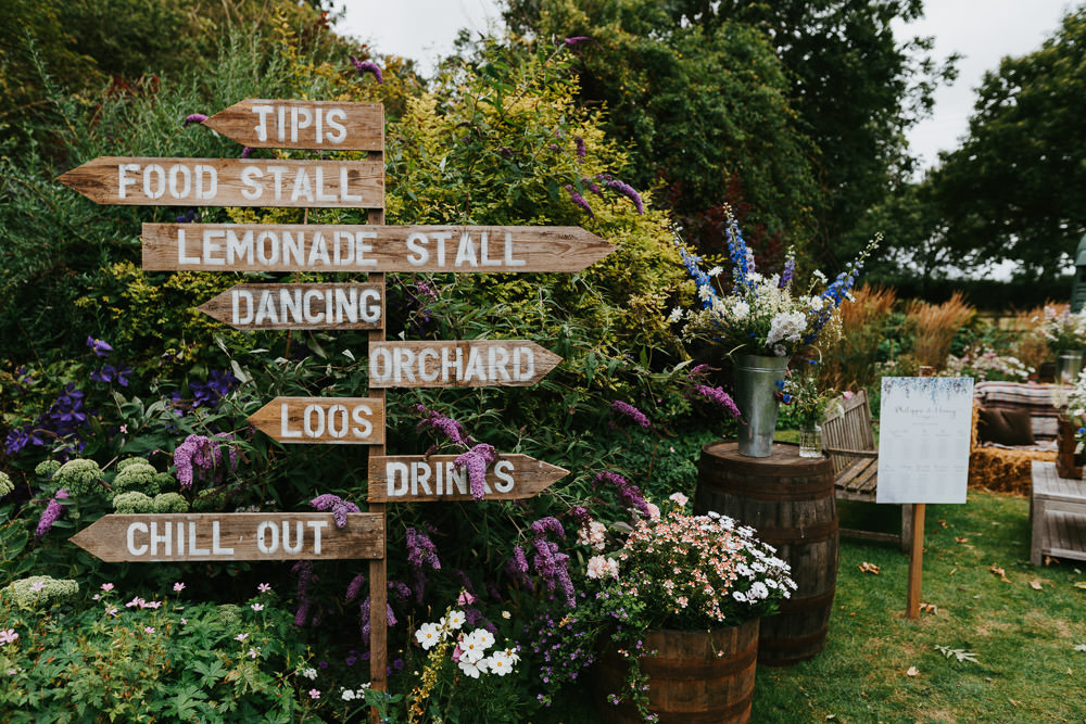 Wooden Sign Signs Signpost Country Festival Wedding Jonny Gouldstone Photography