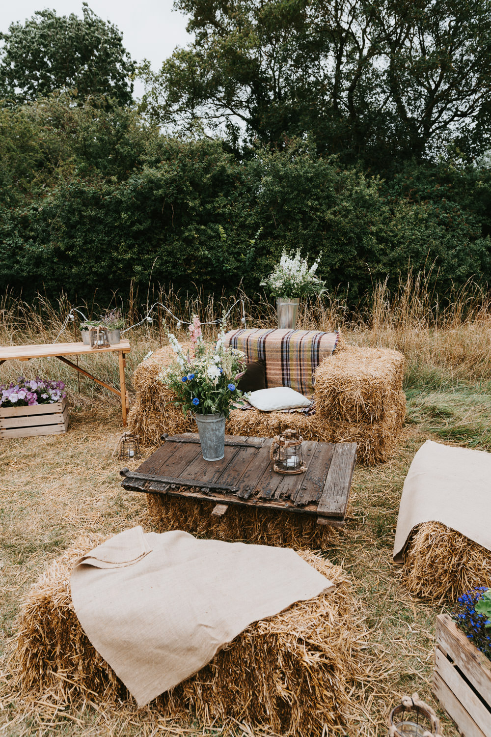 Hay Bale Seating Decor Country Festival Wedding Jonny Gouldstone Photography