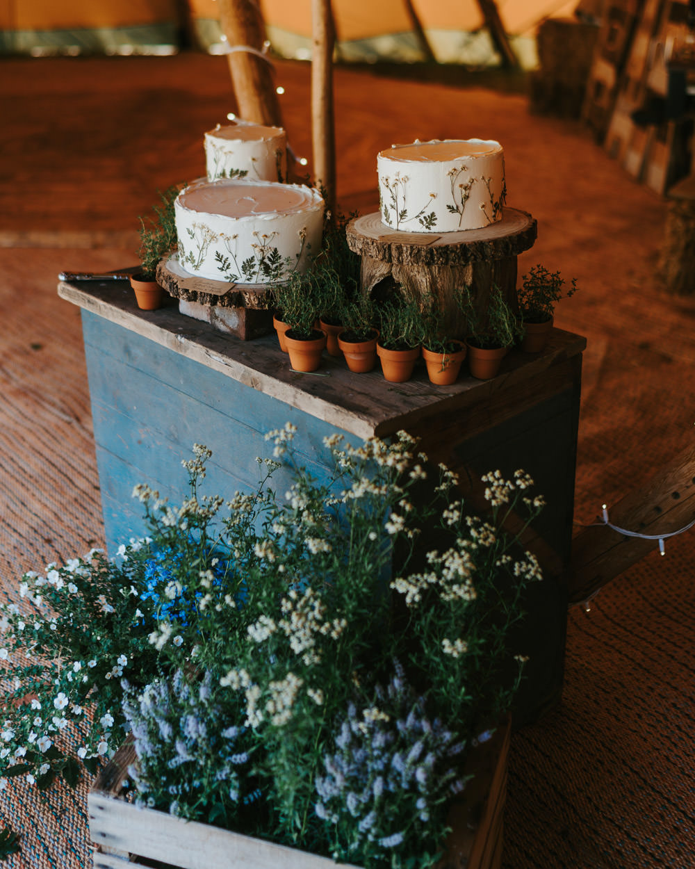 Cake Table Flowers Country Festival Wedding Jonny Gouldstone Photography