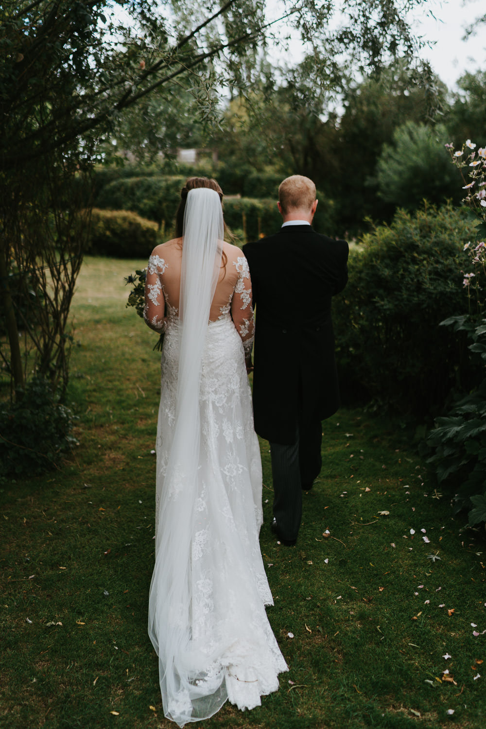 Dress Gown Bride Bridal Mori Lee Lace Sleeves Low Back Buttons Country Festival Wedding Jonny Gouldstone Photography
