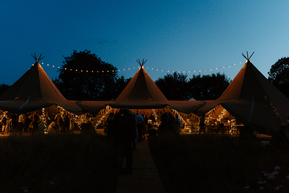 Tipi Fairy Lights Lighting Country Festival Wedding Jonny Gouldstone Photography