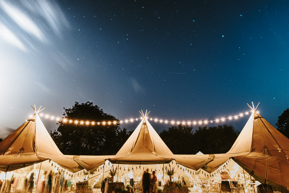 Tipi Fairy Lights Lighting Country Festival Wedding Jonny Gouldstone Photography