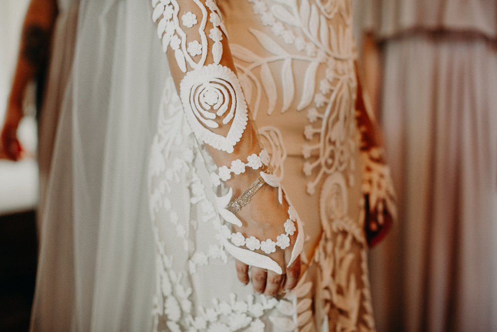 Rue de Seine Avril Dress Gown Bride Bridal Lace Fit and Flare Long Sleeves Earth Tone Wedding Aline Marin Photography