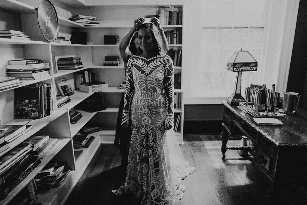 Rue de Seine Avril Dress Gown Bride Bridal Lace Fit and Flare Long Sleeves Earth Tone Wedding Aline Marin Photography