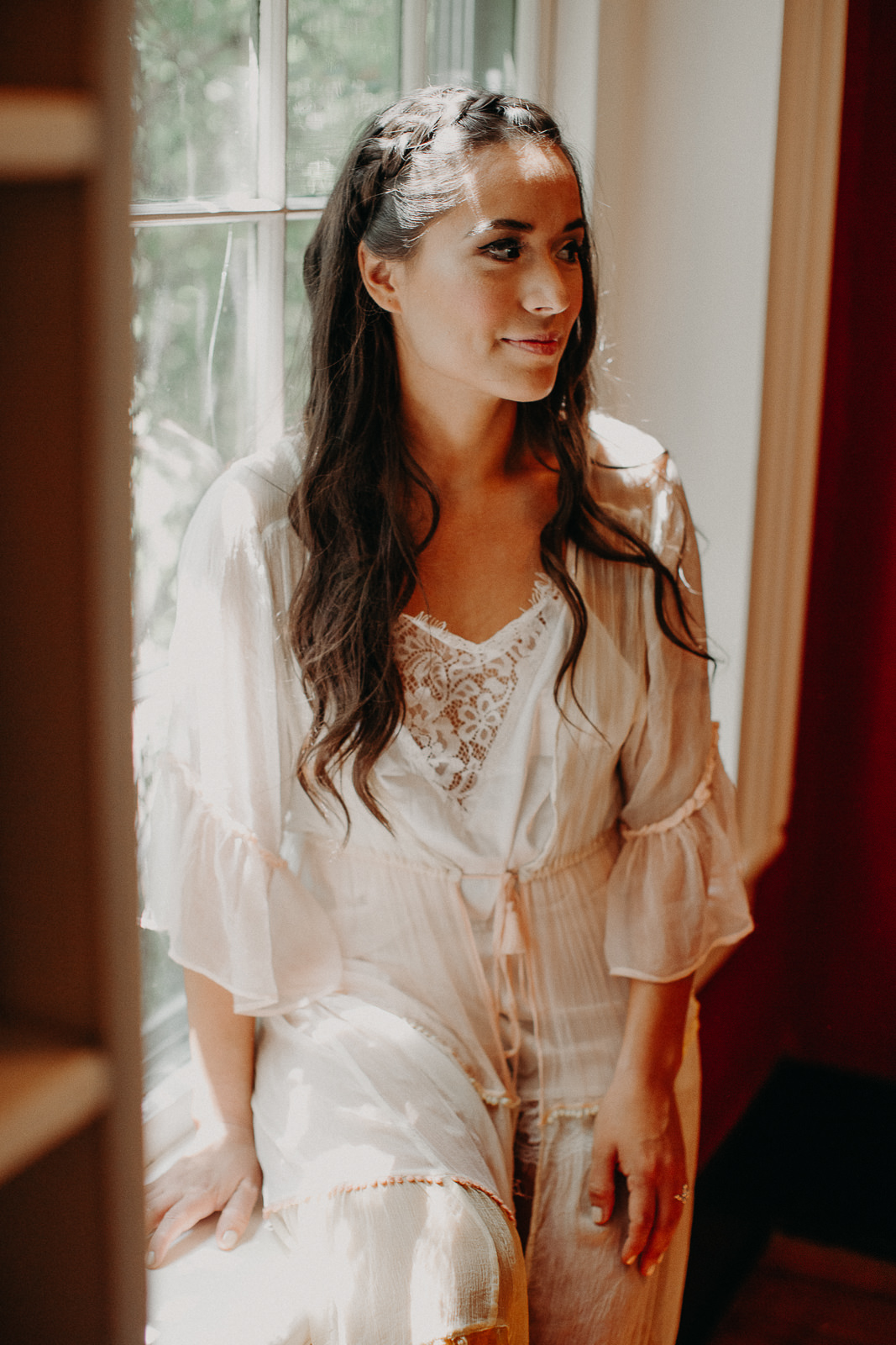 Bride Bridal Prep Hair Make Up Dressing Gown Robe Earth Tone Wedding Aline Marin Photography
