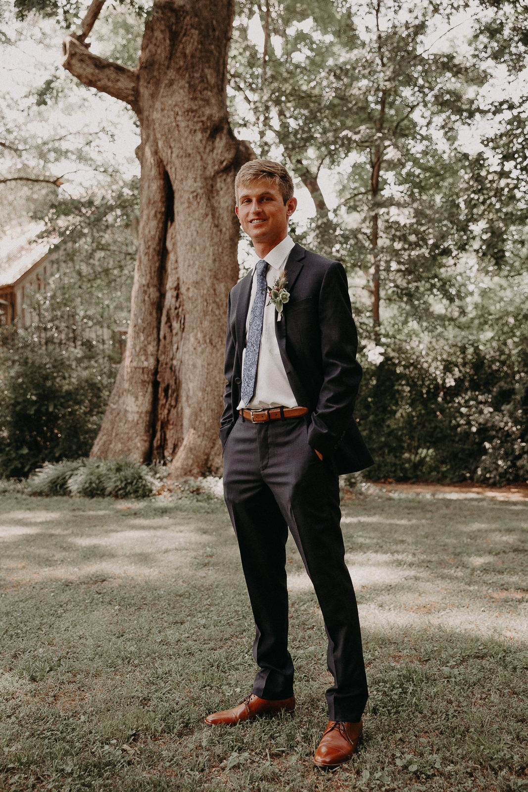 Groom Suit Navy Tan Shoes Tie Earth Tone Wedding Aline Marin Photography