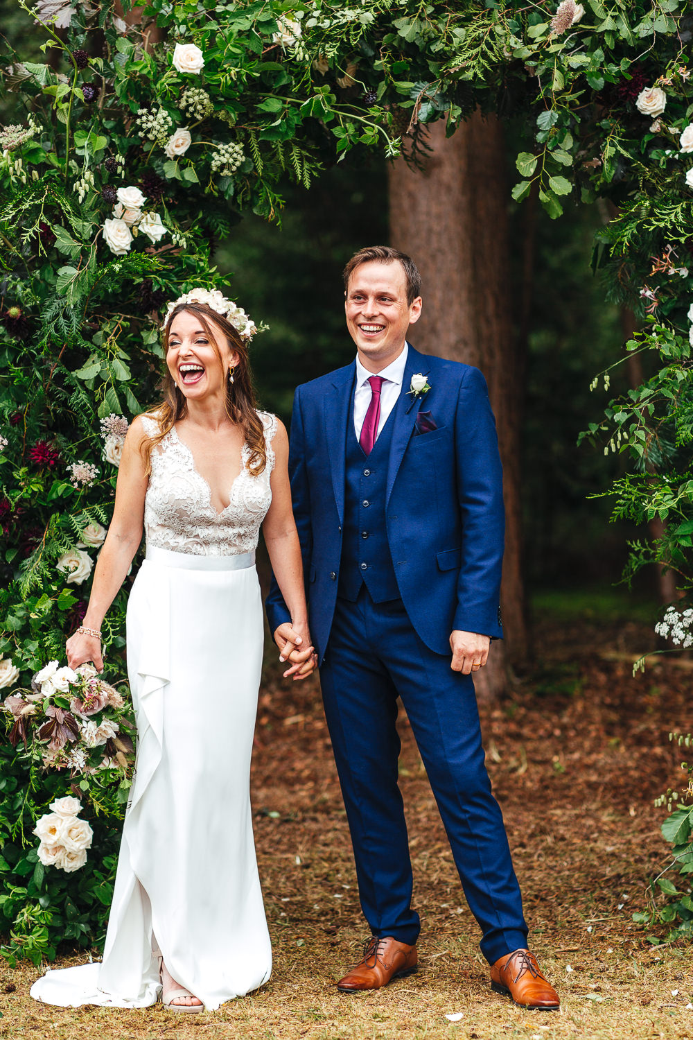Bride Bridal Dress Gown Suzanne Neville Slinky Lace Plunge Neck Festival Party Wedding Kirsty Mackenzie Photography