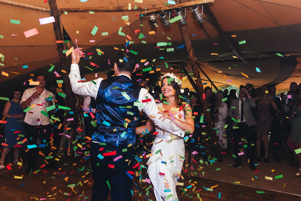 Confetti Cannon First Dance Festival Party Wedding Kirsty Mackenzie Photography