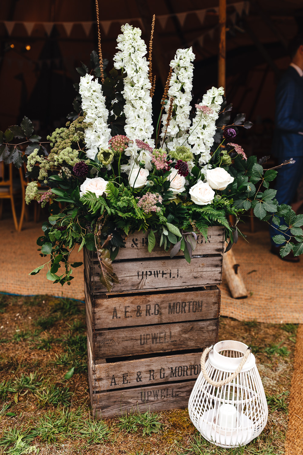 Wooden Box Flowers Flower Arrangement Festival Party Wedding Kirsty Mackenzie Photography