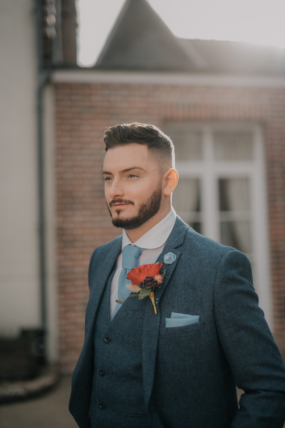 Groom Suit Blue Tweed Tie France Elopement Ideas Pierra G Photography