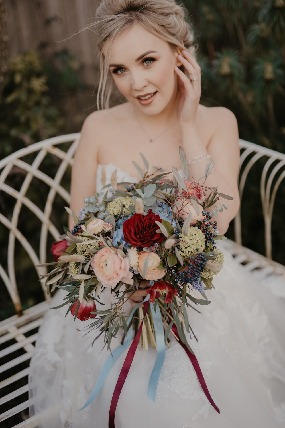 France Elopement Ideas Pierra G Photography Bouquet Flowers Bride Bridal Burgundy Blue Blush