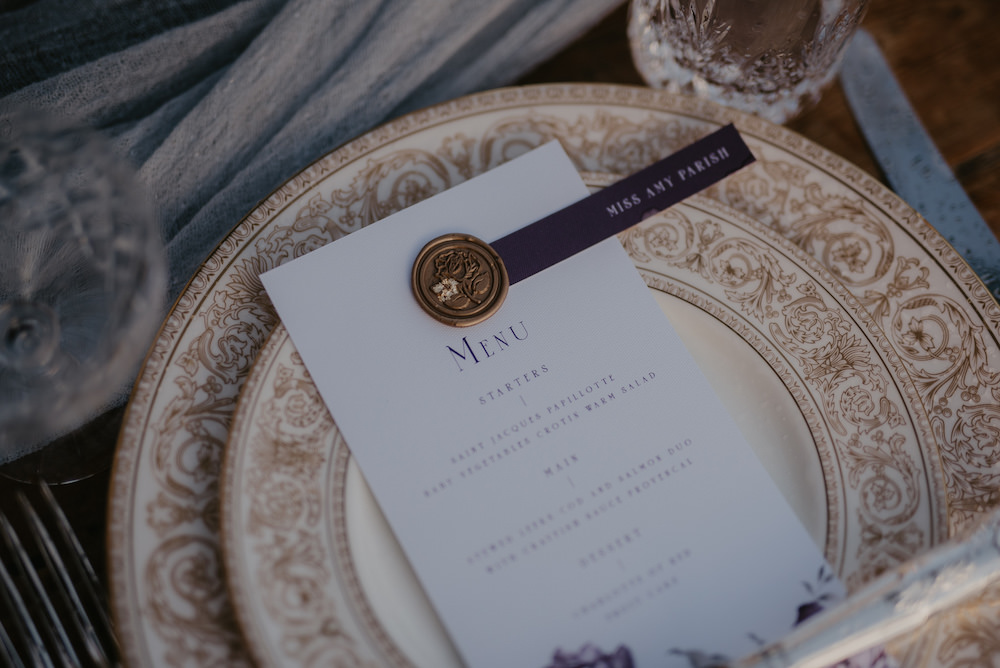 Place Setting Menu Wax Seal France Elopement Ideas Pierra G Photography
