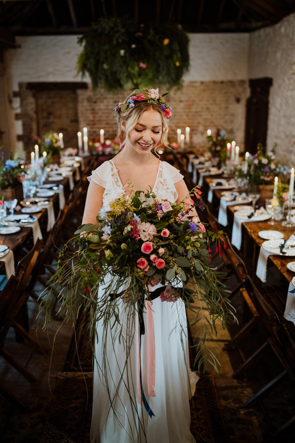 Bride Bridal Dress Gown Flutter Sleeves Lace Up Low Back Great Comp Garden Wedding Nicola Dawson Photography