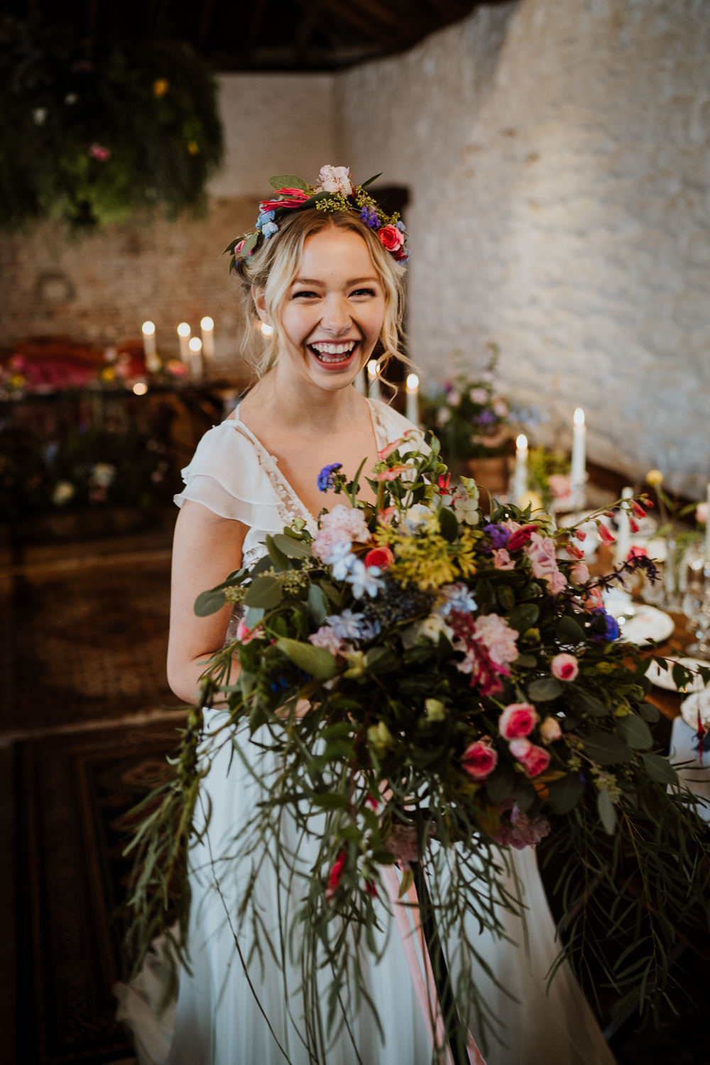 Bouquet Flowers Bride Bridal Wild Meadow Greenery Great Comp Garden Wedding Nicola Dawson Photography