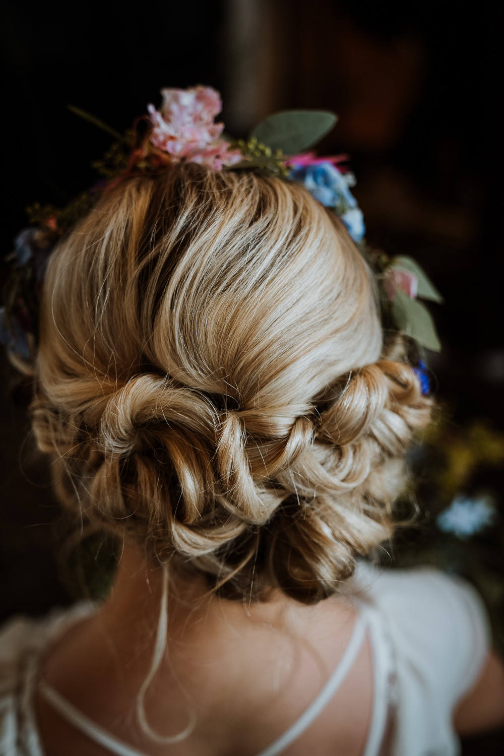 Bride Bridal Hair Style Up Do Flowers Great Comp Garden Wedding Nicola Dawson Photography