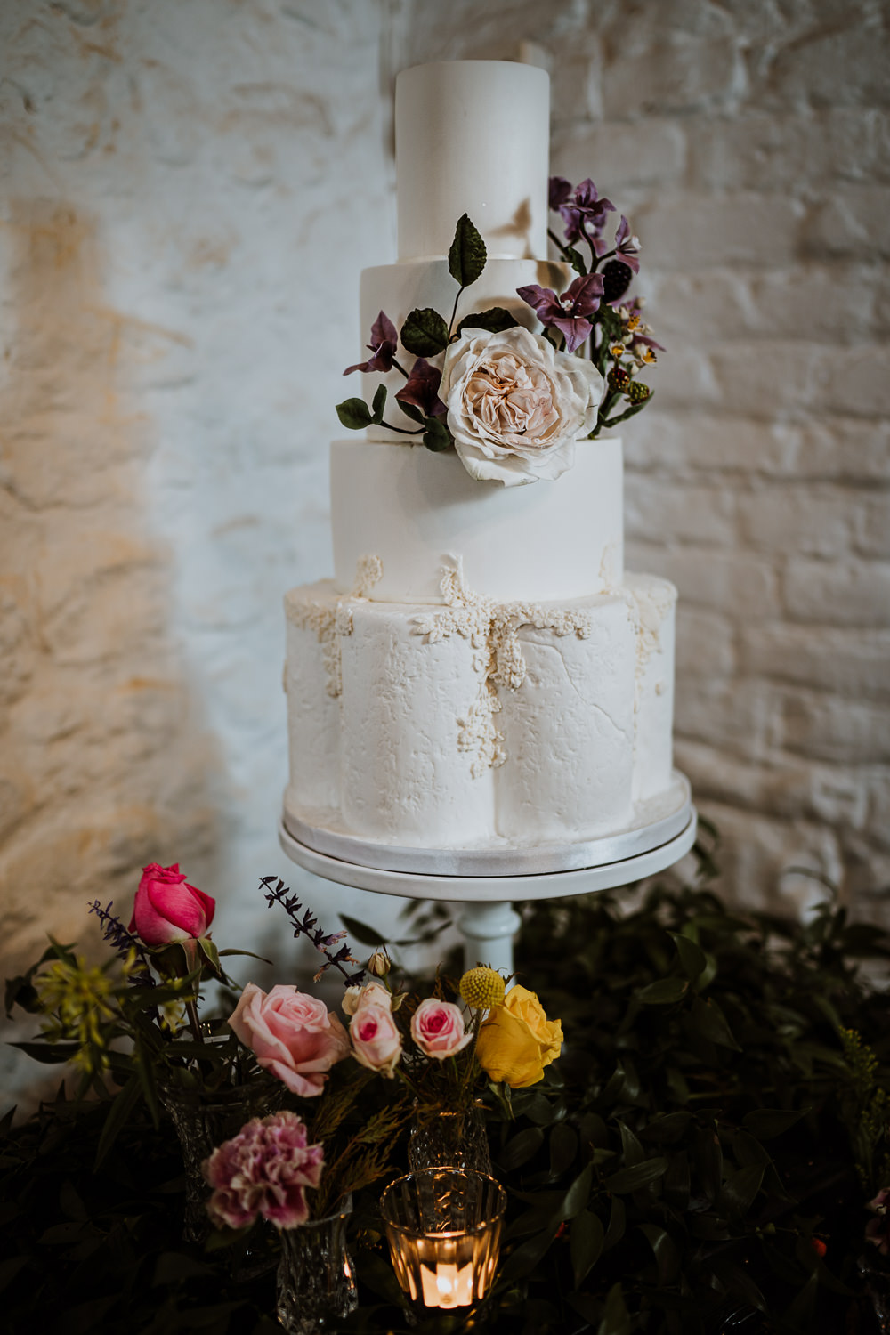 Iced Cake Flowers Floral Scallop Great Comp Garden Wedding Nicola Dawson Photography
