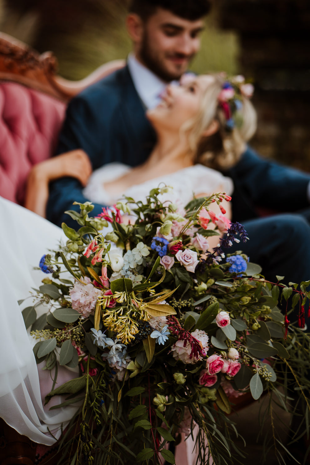 Bouquet Flowers Bride Bridal Wild Meadow Greenery Great Comp Garden Wedding Nicola Dawson Photography