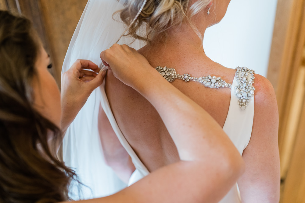 Dress Gown Bride Bridal Sleek Slinky Straps Open Back Great Lodge Wedding Gemma Giorgio Photography