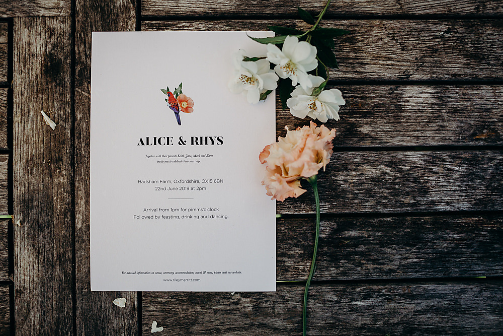 Stationery Invite Invitation Floral Hadsham Farm Wedding Victoria Somerset How Photography