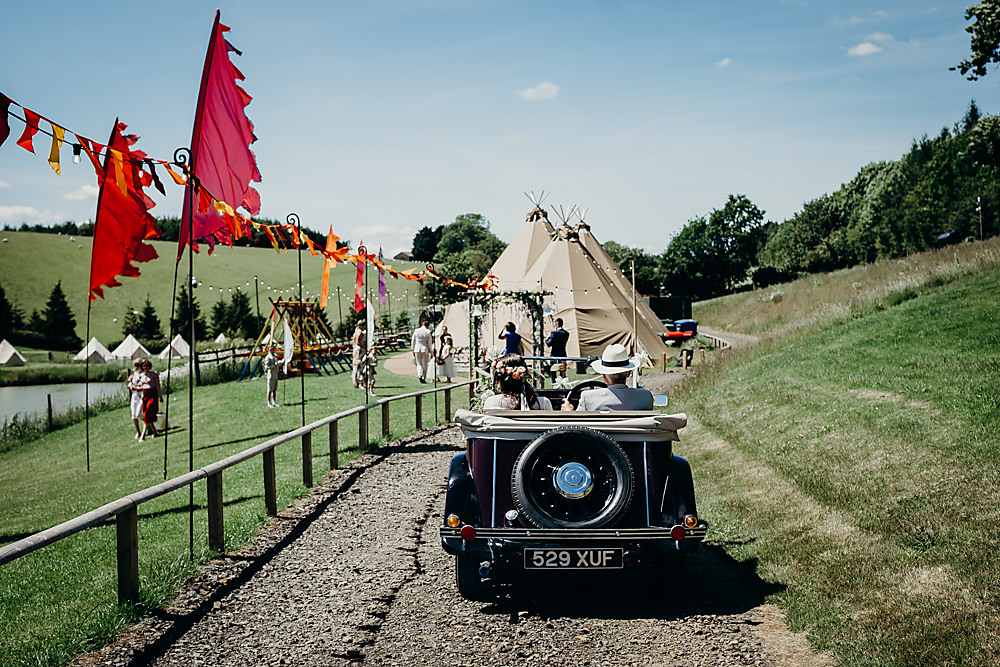 Vintage Classic Car Transport Hadsham Farm Wedding Victoria Somerset How Photography