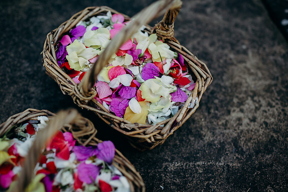 Confetti Petals Basket Hadsham Farm Wedding Victoria Somerset How Photography