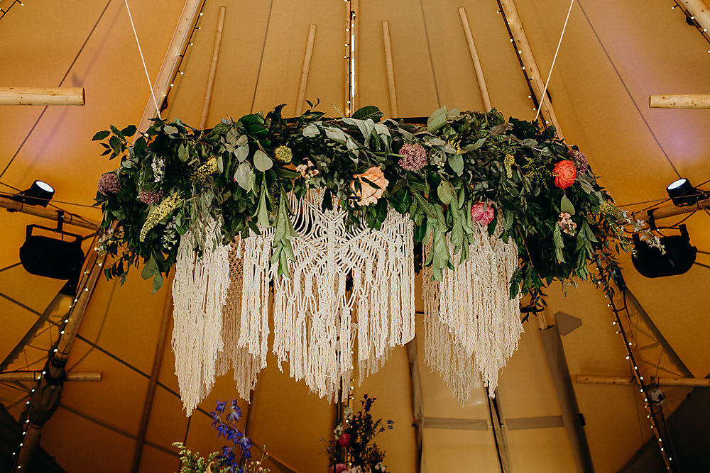 Hanging Hoop Greenery Foliage Macrame Hadsham Farm Wedding Victoria Somerset How Photography