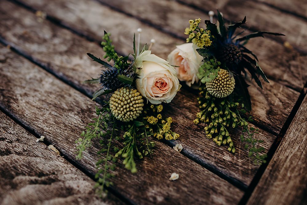 Buttonhole Flowers Hadsham Farm Wedding Victoria Somerset How Photography