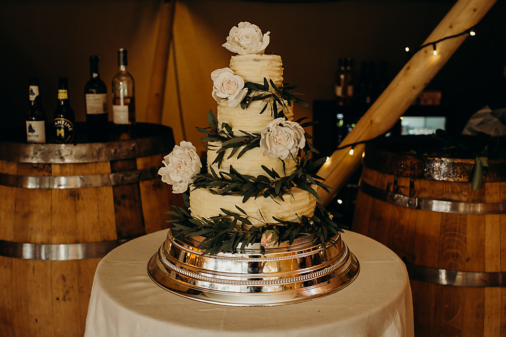 Buttercream Cake Foliage Greenery Flowers Hadsham Farm Wedding Victoria Somerset How Photography