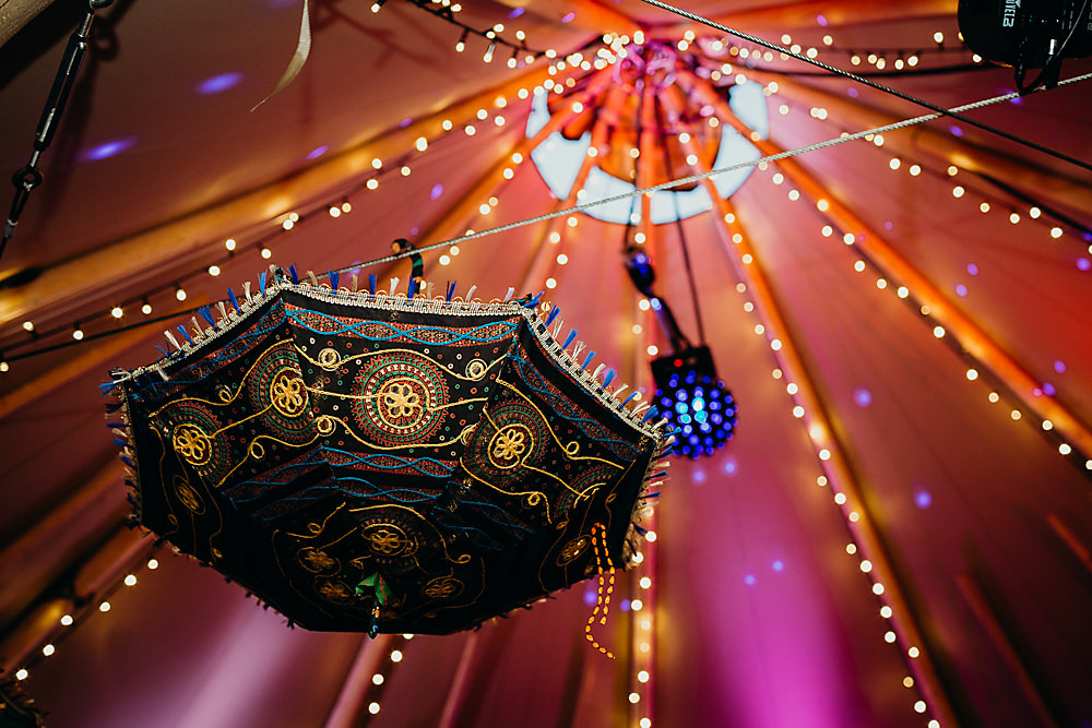 Tipi Umbrella Decor Lights Hadsham Farm Wedding Victoria Somerset How Photography