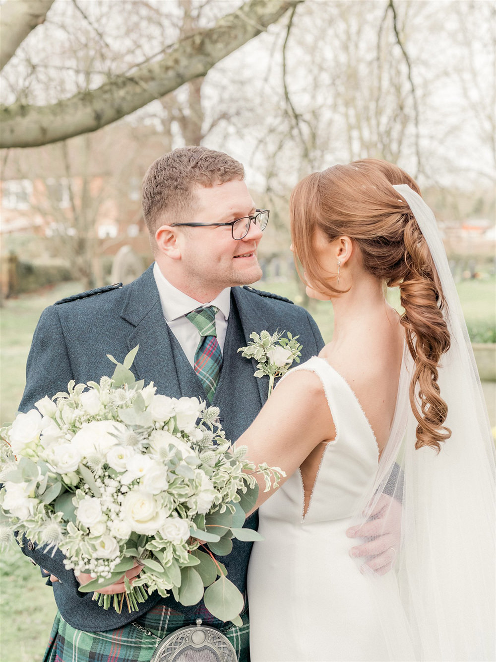 Bride Bridal Hair Style Up Do Pony Tail Veil Lockdown Wedding Carn Patrick Photography