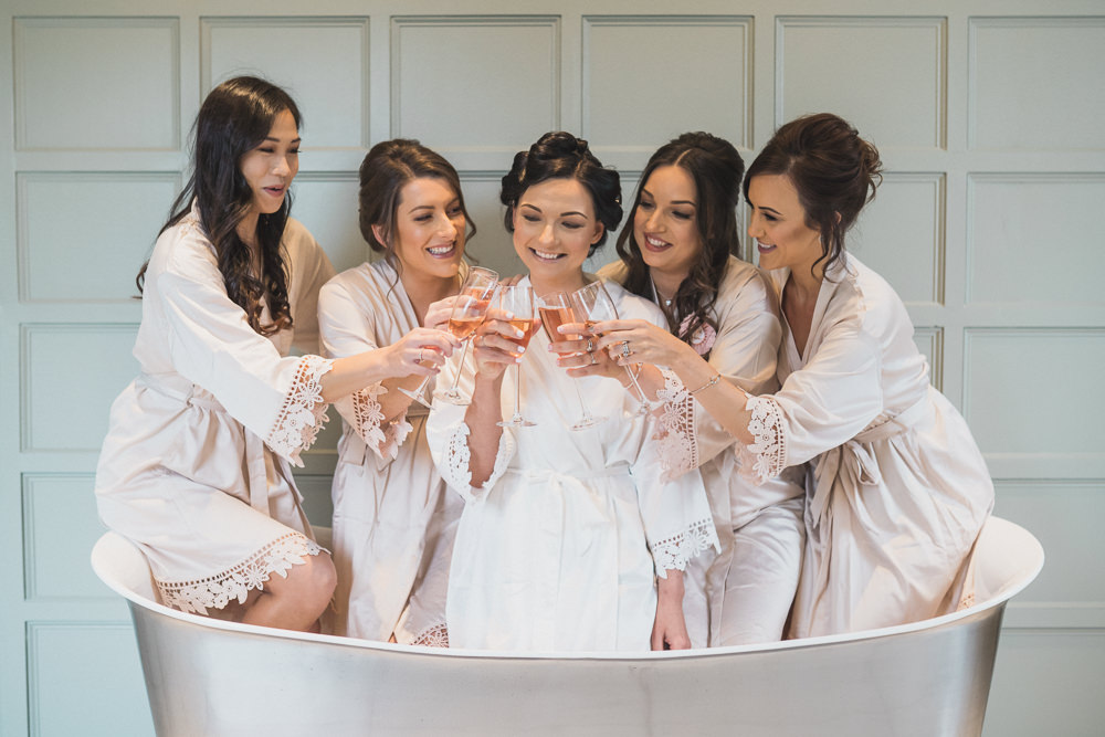 Bride Bridal Bridesmaids Dressing Gowns Robes Modern Romantic Wedding Red Maple Photography