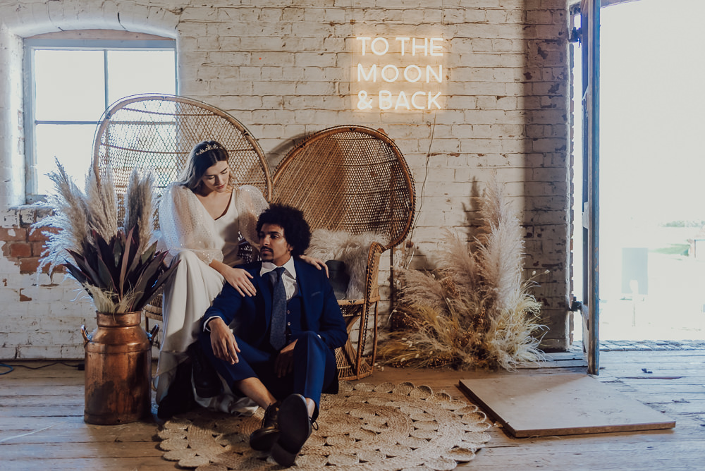 Peacock Chairs Pampas Grass Neon Sign Navy Gold Wedding Ideas Gina Fernandes Photography
