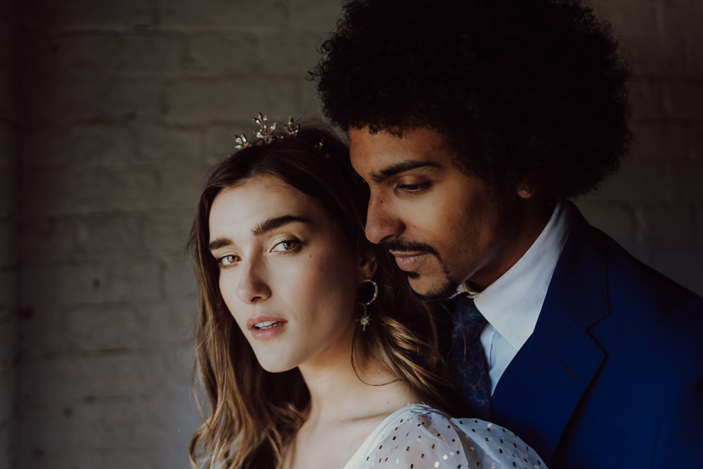 Bride Bridal Hair Make Up Crown Navy Gold Wedding Ideas Gina Fernandes Photography