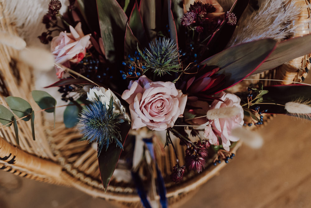 Bouquet Flowers Bride Bridal Rose Thistle Navy Gold Wedding Ideas Gina Fernandes Photography