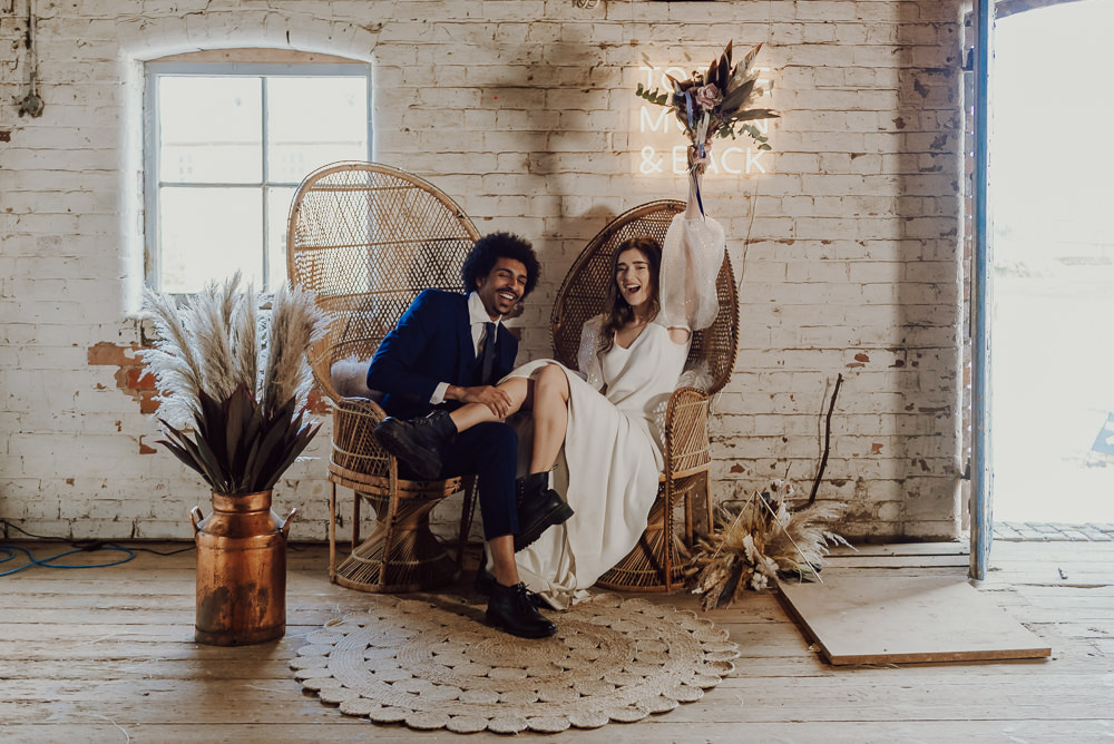 Peacock Chairs Pampas Grass Neon Sign Navy Gold Wedding Ideas Gina Fernandes Photography