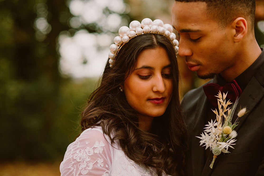 Bride Bridal Hair Accessory Crown Tiara Make Up Outdoor Autumn Wedding Ruby Walker Photography