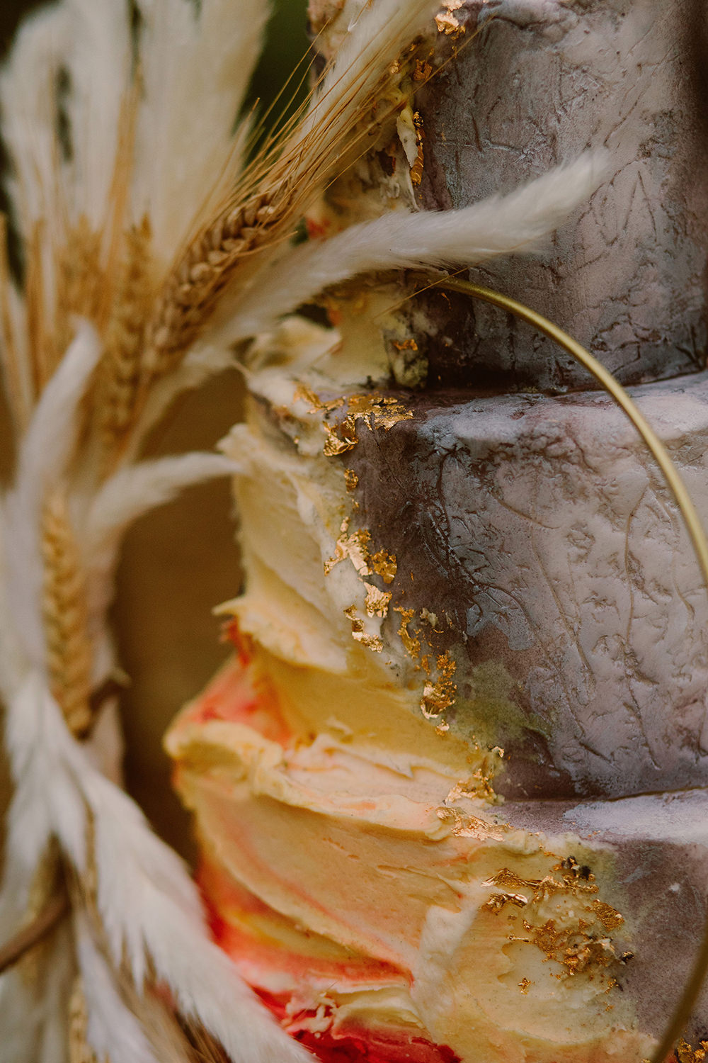Cake Buttercream Icing Hoop Grass Outdoor Autumn Wedding Ruby Walker Photography