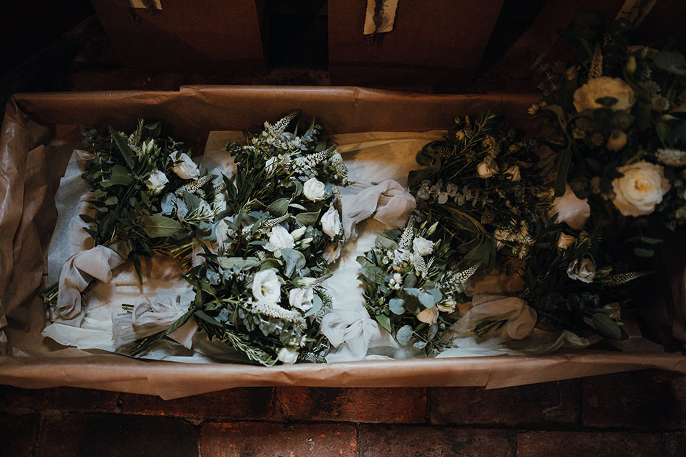 Bouquet Flowers Bride Bridal Greenery Foliage Preston Priory Barn Wedding Leah Lombardi Photography