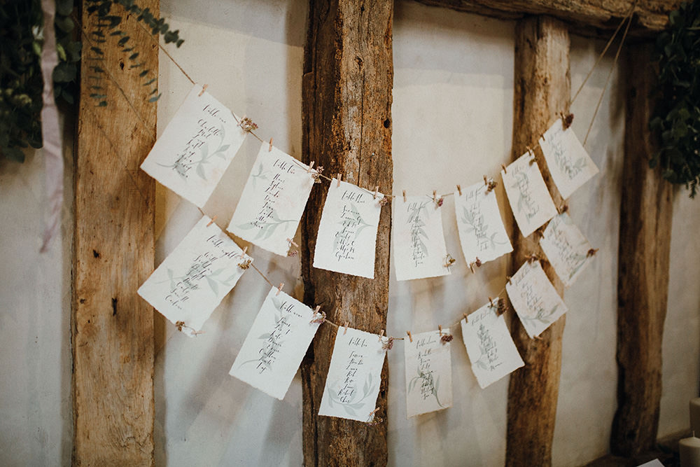 Table Plan Seating Chart Twine Pegs Preston Priory Barn Wedding Leah Lombardi Photography