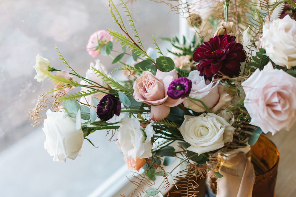 Bouquet Flowers Bride Bridal Rose Blush Burgundy Socal Wedding Mark Mirocha Photography