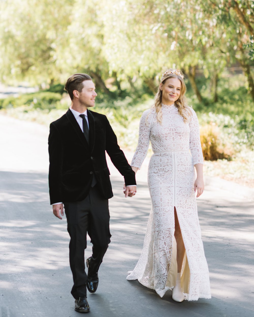 Dress Gown Bride Bridal Lace Boho Sarah Seven Socal Wedding Mark Mirocha Photography