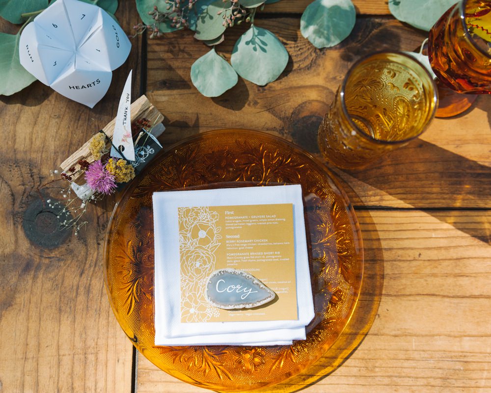 Place Setting Agate Place Name Socal Wedding Mark Mirocha Photography